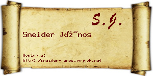 Sneider János névjegykártya
