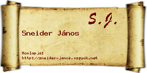 Sneider János névjegykártya